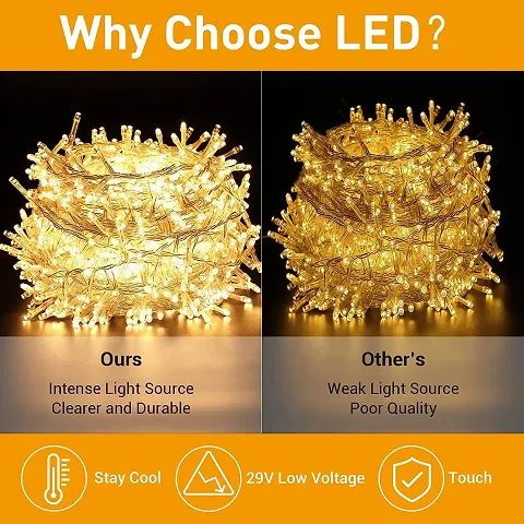 Gesto Warm White Led Serial String Lights ndash; Waterproof Copper Wire Golden Lights for Home Decoration | Yellow Light for Diwali Decoration,Lights for Balcony...