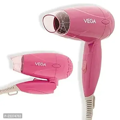 Vega Hair Dryer For Women, 1200 Watts, Travel Friendly Compact Blow Dryer With Foldable Handle, (Vhdh-33), Pink