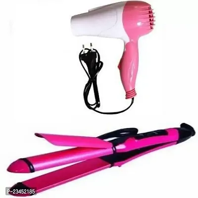 Hair Dryer with hair straightener combo (2800 W, Pink)