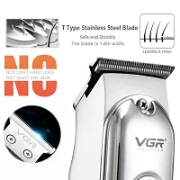 VGR Hair Liner for Men Clippers, Battery Powered T Blade Trimmer, Professional Cordless Zero Gapped Outlining for Barbers, 0mm balding Shape up, Edger Beard, Silver-thumb2