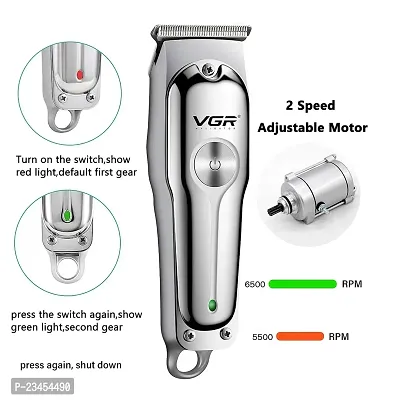 VGR Hair Liner for Men Clippers, Battery Powered T Blade Trimmer, Professional Cordless Zero Gapped Outlining for Barbers, 0mm balding Shape up, Edger Beard, Silver-thumb5