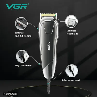 VGR V-127 Professional Hair Clipper Powerful DC Motor Stainless steel blade 8 Guide Combs 2m Cable Taper Lever Trimming Range: 0.9mm to 20mm Corded complete hair cutting set with 2 Combs  1 Scissor-thumb3