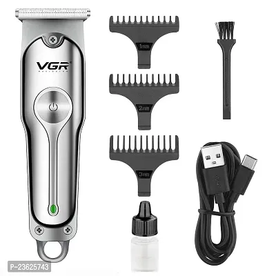 VGR Hair Liner for Men Clippers, Battery Powered T Blade Trimmer, Professional Cordless Zero Gapped Outlining for Barbers, 0mm balding Shape up, Edger Beard, Silver-thumb0