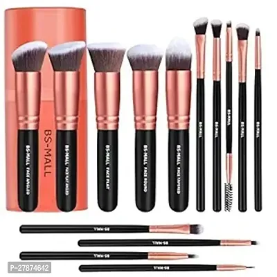 Makeup Brushes Synthetic Foundation Powder Concealers Eye Shadows Makeup 14 Pcs Brush Set, Rose Golden, with Case