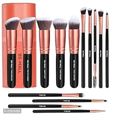 Makeup Brushes Synthetic Foundation Powder Concealers Eye Shadows Makeup 14 Pcs Brush Set, Rose Golden, with Case