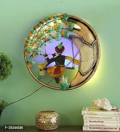 Iron Jhula Krishna with led lights wall decor