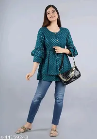 Elite Olive Rayon Printed Tunic For Women-thumb3