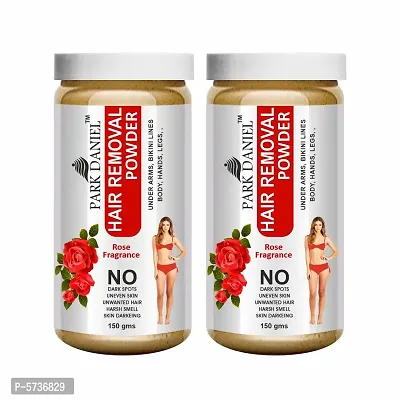 Natural Rose Fragrance Hair Removal Powder- For Easy Hair Removal Of Underarms, Hand, Legs And Bikini Line(Three in one Use)(150gm) Combo PackOf 2 JarsOf 150gm (300gm)-thumb0