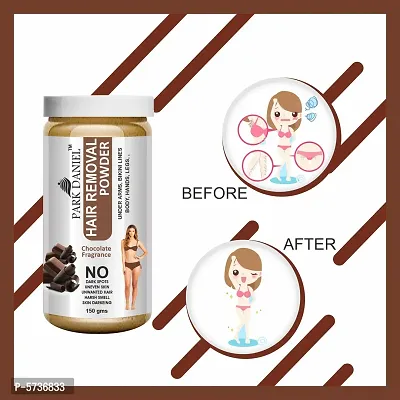 Natural Chocolate Fragrance Hair Removal Powder- For Easy Hair Removal Of Underarms, Hand, Legs And Bikini Line(Three in one Use) Combo PackOf 3 JarsOf 150gm (450gm)-thumb5