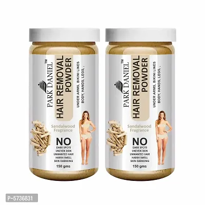 Natural Sandalwood Fragrance Hair Removal Powder- For Easy Hair Removal Of Underarms, Hand, Legs And Bikini Line(Three in one Use) Combo PackOf 2 JarsOf 150gm(300gm)