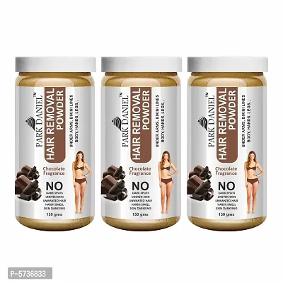 Natural Chocolate Fragrance Hair Removal Powder- For Easy Hair Removal Of Underarms, Hand, Legs And Bikini Line(Three in one Use) Combo PackOf 3 JarsOf 150gm (450gm)-thumb0
