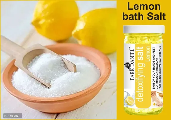 Premium Lemon Bath Salt- For Antioxidant And Skin Lightening -Pedicure And Manicure Salt Combo Pack Of 3 Jars of 200 gms(600 gms)-thumb2