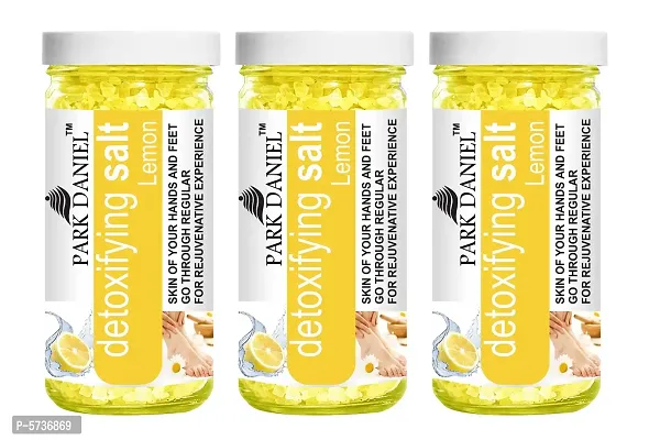 Premium Lemon Bath Salt- For Antioxidant And Skin Lightening -Pedicure And Manicure Salt Combo Pack Of 3 Jars of 200 gms(600 gms)-thumb0