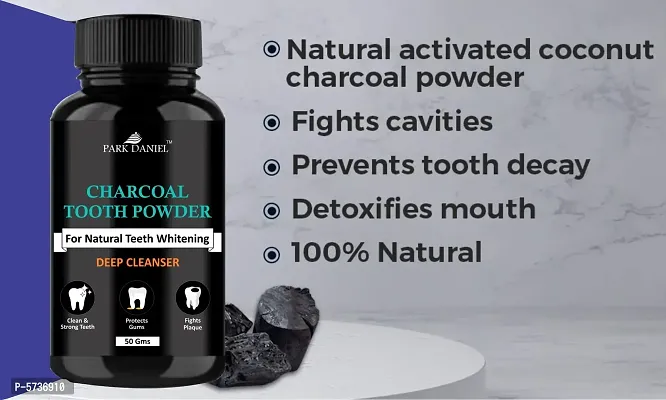 Charcoal Teeth Whitening Powder -Naturally Whiten Teeth, Removes Stains And Removes Bad Breath Combo Pack Of 2 Jars of 50 gms(100 gms)-thumb3