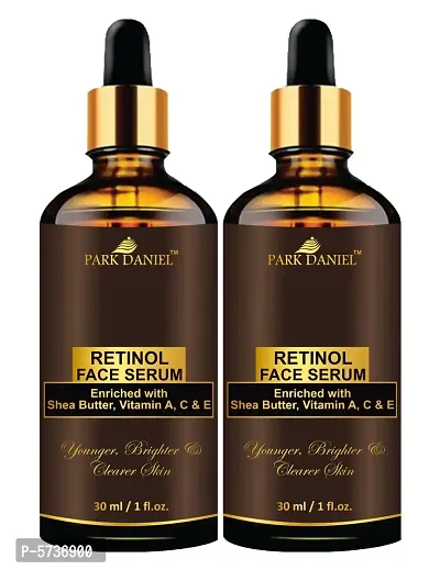 Premium Retinol Face Serum Enriched With Shea Butter, Vitamin A, C And E -For Younger, Brighter and Clearer Skin -Ideal For All Skin Type Combo Pack of 2 Bottle of 30 ML(60 ML)-thumb0