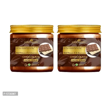 Premium Chocolate Facial Scrub- Vitamin E And Sunscreen Effect For Deep Cleansing, Pigmentation Removal, Softening And Smoothening Combo Pack Of 2 Jars of 200 ml(400 ml), Black