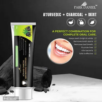 Natural Bamboo Wooden ECO Friendly Charcoal Toothbrush with Soft Medium Bristles(01 Pc.) AndActivated Charcoal Teeth Whitening Toothpaste (100gm) And Activated Charcoal Tooth Powder 50gms-thumb3