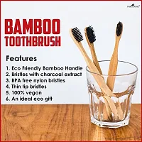 Pure and Natural Bamboo Wooden ECO Friendly Charcoal Toothbrush with Soft Medium Bristles(01 Pc.) Medium Toothbrush-thumb2