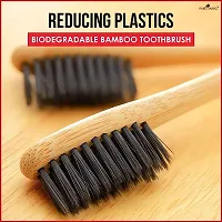Pure and Natural Bamboo Wooden ECO Friendly Charcoal Toothbrush with Soft Medium Bristles(01 Pc.) Medium Toothbrush-thumb1