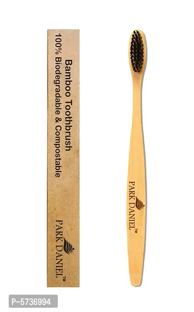 Pure and Natural Bamboo Wooden ECO Friendly Charcoal Toothbrush with Soft Medium Bristles(01 Pc.) Medium Toothbrush