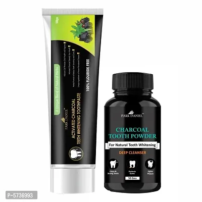 Activated Charcoal Teeth Whitening Toothpaste 100gm And Activated Charcoal Tooth Powder 50gms-thumb0