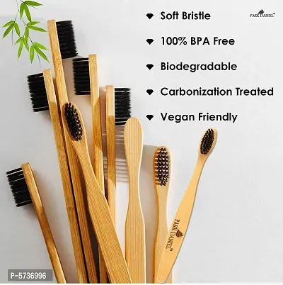 Pure and Natural Bamboo Wooden ECO Friendly Charcoal Toothbrush with Soft Medium Bristles(03 Pcs.) Medium Toothbrush (3 Toothbrushes)-thumb4