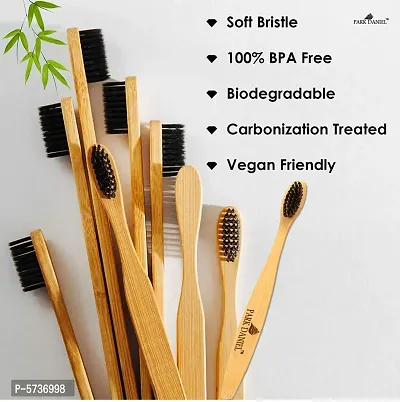 Pure and Natural Bamboo Wooden ECO Friendly Charcoal Toothbrush with Soft Medium Bristles(05 Pcs.) Medium Toothbrush (5 Toothbrushes)-thumb4