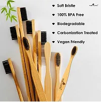 Pure and Natural Bamboo Wooden ECO Friendly Charcoal Toothbrush with Soft Medium Bristles(04 Pcs.) Medium Toothbrush (4 Toothbrushes)-thumb3