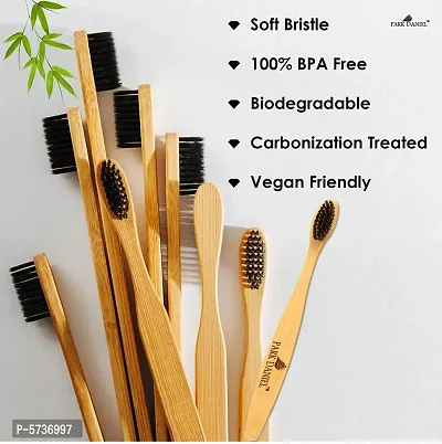 Pure and Natural Bamboo Wooden ECO Friendly Charcoal Toothbrush with Soft Medium Bristles(04 Pcs.) Medium Toothbrush (4 Toothbrushes)-thumb4