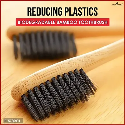 Natural Bamboo Wooden ECO Friendly Charcoal Toothbrush with Soft Medium Bristles(01 Pc.) And Activated Charcoal Tooth Powder 50gms-thumb2