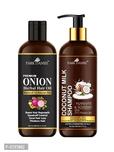 Pure and Natural Onion Oil And Coconut Shampoo Hair Care Combo Pack Of 2 bottle of 200 ml(400 ml)
