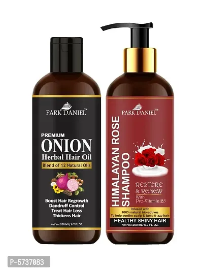 Pure and Natural Onion Oil And Rose Shampoo Hair Care Combo Pack Of 2 bottle of 200 ml(400 ml)