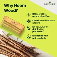 Natural And Ecofriendly Handmade Medium Detangler Neem Wooden Comb(5.5 inches)- For Stimulate Hair growth and Antidandruff Unisex pack of 2 Pcs-thumb1