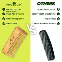 Natural And Ecofriendly Handmade Medium Detangler Neem Wooden Comb(5.5 inches)- For Stimulate Hair growth and Antidandruff Unisex pack of 1 Pc-thumb3