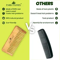 Natural And Ecofriendly Handmade Medium Detangler Neem Wooden Comb(5.5 inches)- For Stimulate Hair growth and Antidandruff Unisex pack of 2 Pcs-thumb3