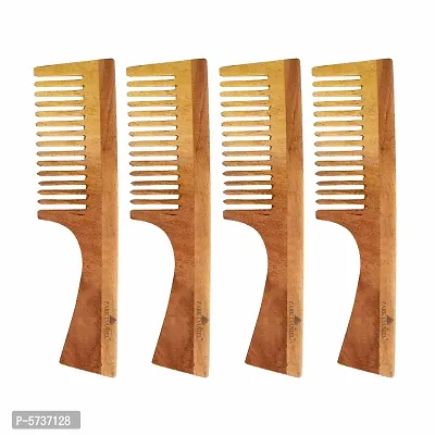 Natural And Ecofriendly Handmade Neem Wooden Dressing Handle Comb(7.5 inches)- For Stimulate Hair growth and Antidandruff Unisex pack of 4 Pcs
