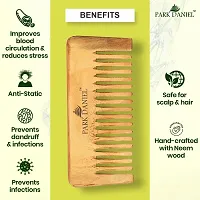 Natural And Ecofriendly Handmade Medium Detangler Neem Wooden Comb(5.5 inches) And Dressing Handle Comb(7.5 inches)- Unisex Combo pack of 2 Pcs(1 Pc each Variety)-thumb2