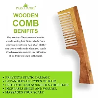 Natural And Ecofriendly Handmade Medium Detangler Neem Wooden Comb(5.5 inches) And Dressing Handle Comb(7.5 inches)- Unisex Combo pack of 2 Pcs(1 Pc each Variety)-thumb3