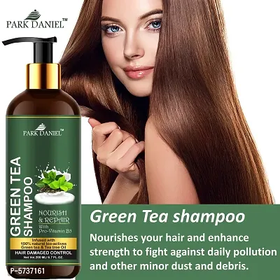 100% Natural Green Tea Shampoo -For Damage Hair Control Combo Pack 3 Bottle of 200 ml(600 ml)