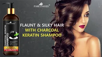 Premium Pure and Natural Charcoal Keratin Shampoo And Green Tea Shampoo Combo Pack Of 2 bottle of 200 ml(400 ml)-thumb2