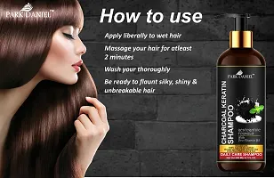 Premium Pure and Natural Charcoal Keratin Shampoo And Green Tea Shampoo Combo Pack Of 2 bottle of 200 ml(400 ml)-thumb1