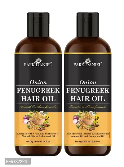 Premium Onion Fenugreek Hair Oil Enriched With Vitamin E - For Hair Growth And Shine Combo Pack 2 Bottle of 100 ml(200 ml)-thumb0