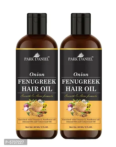 Premium Onion Fenugreek Hair Oil Enriched With Vitamin E-For Hair Growth and Shine Combo Pack 2 Bottle of 60 ml (120 ml)-thumb0