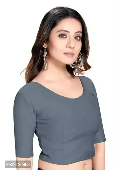 Reliable Grey Lycra Solid Stitched Blouses For Women-thumb0