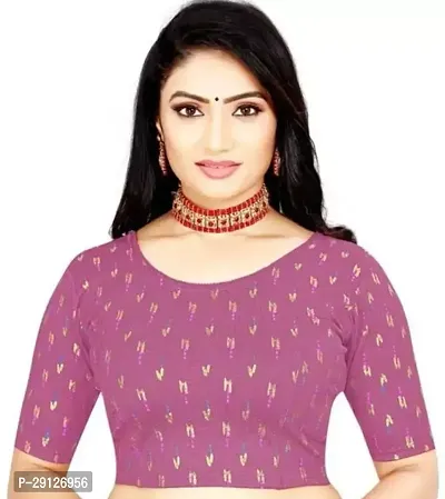 Reliable Purple Lycra Printed Solid Blouses For Women-thumb0