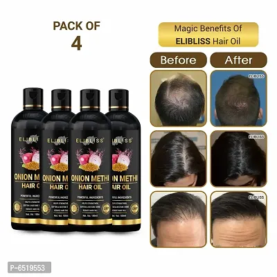 Elibliss Onion Methi Fenugreek Hair Oil For Hair Fall Controls And Hair Growth No Mineral Oil Silicones Cooking Oil And Synthetic Fragrance Hair Oil Pack Of 4 Hair Care Hair Oil