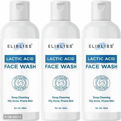 Elibliss Lactic Acid Face Wash Anti-Ageing, Dead Skin Removal  Fresh Renewal ( Pack of 3)