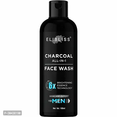 Elibliss Activated Charcoal Face Wash for Men Skin Whitening, Anti-Pollution Deep Clean 100 ml-thumb0