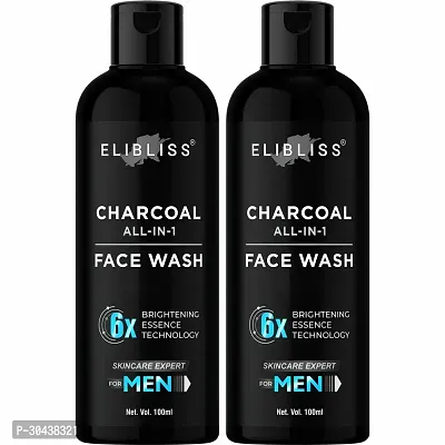 ELIBLISS Activated Charcoal Extract Deep Skin Detox Face Wash for Men(pack of 2)