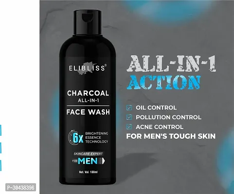 ELIBLISS Activated Charcoal Face Wash for Men - Removes Pollutants  Dirt - No Parabens (pack of 3)-thumb2